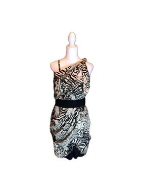 MISS ME “MM COUTURE” Sexy Black & Cream Animal Print Dress Size S